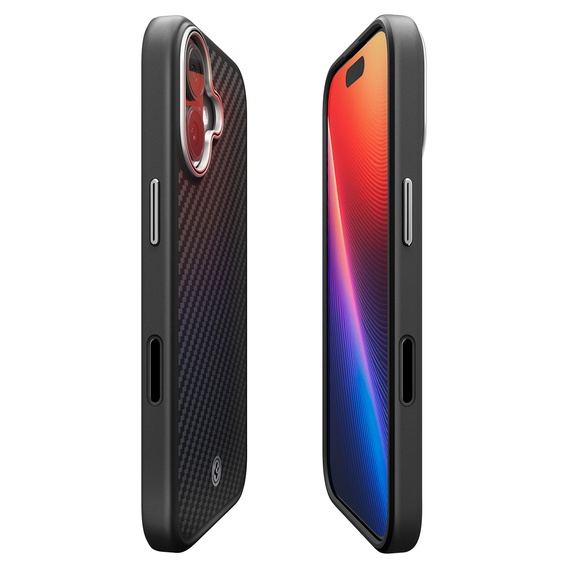 Spigen Enzo Aramid MagSafe puzdro pre iPhone 17, čierna / strieborná