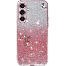 Puzdro pre Samsung Galaxy A54, Glitter Flower, ružové rose gold