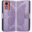 Klapkové puzdro pre Motorola Moto E14, Butterfly, fialové