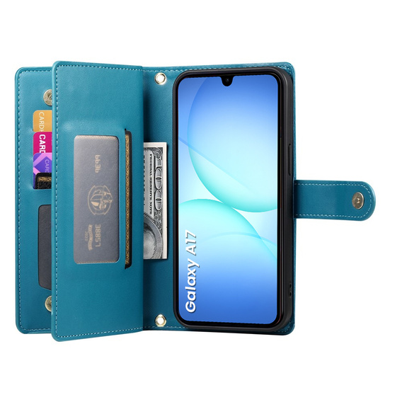 Flipové puzdro Wallet Zipper Pocket pre Samsung Galaxy A17 5G, Wallet Zipper Pocket, modré