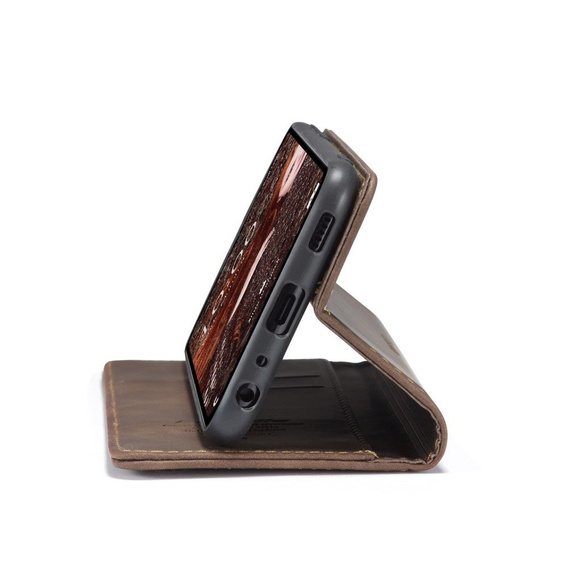 CASEME puzdro pre Samsung Galaxy A12 / M12 / A12 2021, Leather Wallet Case, káva