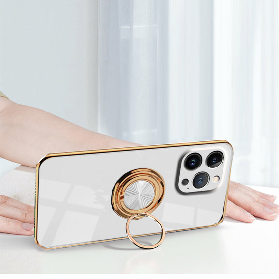 Obal na mobil pre iPhone 14 Pro, Electro Ring, biele