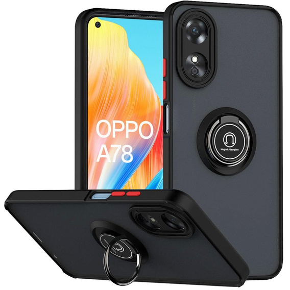 Puzdro pre Oppo A78 4G, Frosted Ring, čierne