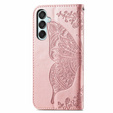 Klapkové puzdro pre Samsung Galaxy M35, Butterfly, ružové rose gold