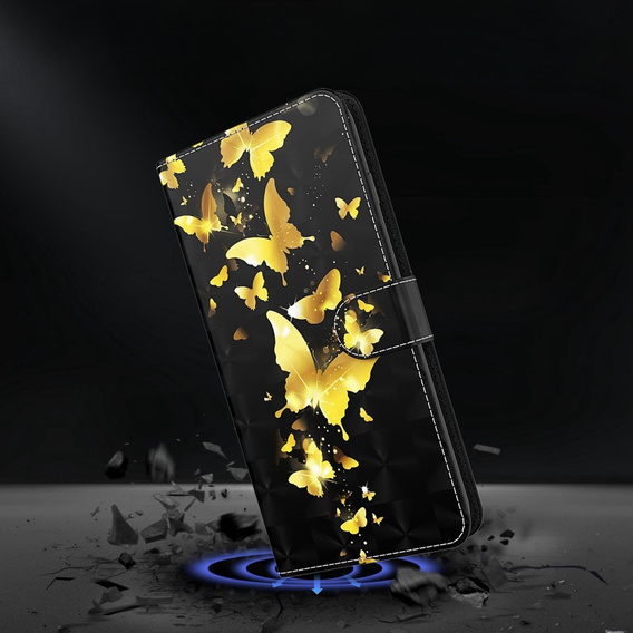 Klapkové puzdro pre Oppo A17, Wallet, Butterflies zlaté