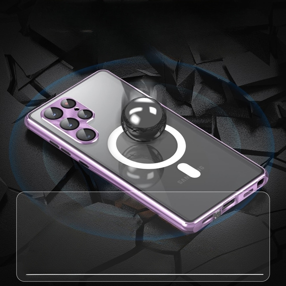 Magnetické puzdro Dual Glass MagSafe pre Samsung Galaxy S23 Ultra, fialové