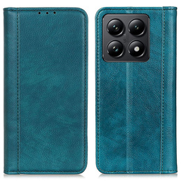 Obal na mobil pre Xiaomi 14T, Wallet Litchi Leather, zelený