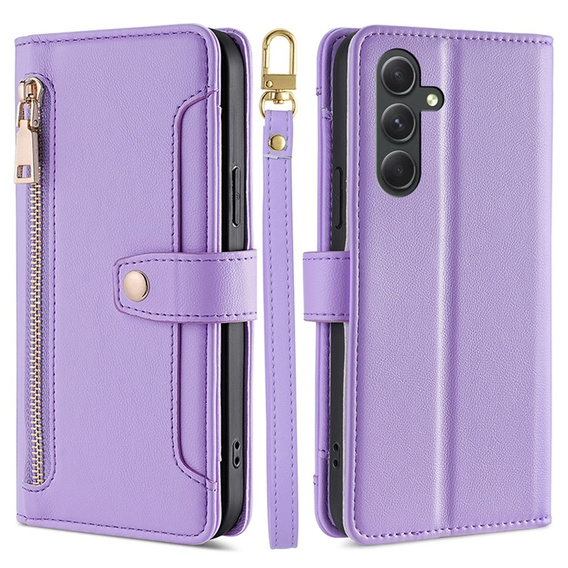 Klapkové puzdro pre Samsung Galaxy A54 5G, Wallet Zipper Pocket, fialové