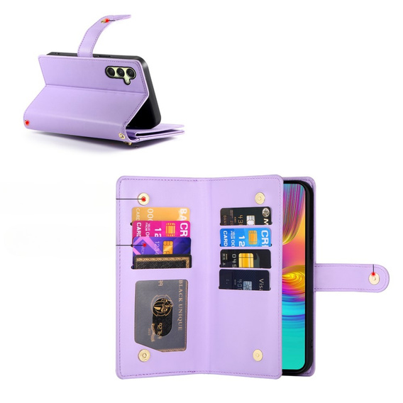 Klapkové puzdro pre Samsung Galaxy A36 5G, Wallet Zipper Pocket, fialové