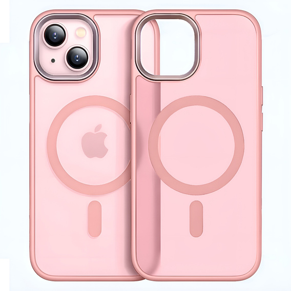 Puzdro pre iPhone 14, pre MagSafe, ERBORD Matt Case, ružový + sklo na displej