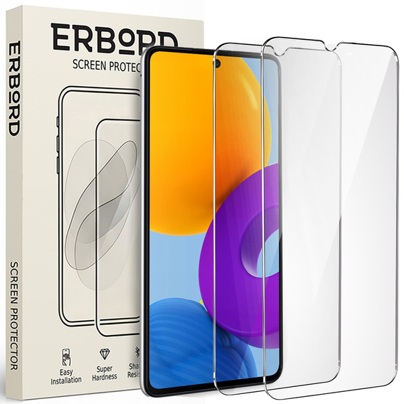 2x tvrdené sklo pre Samsung Galaxy M52, ERBORD 9H Hard Glass na displeji