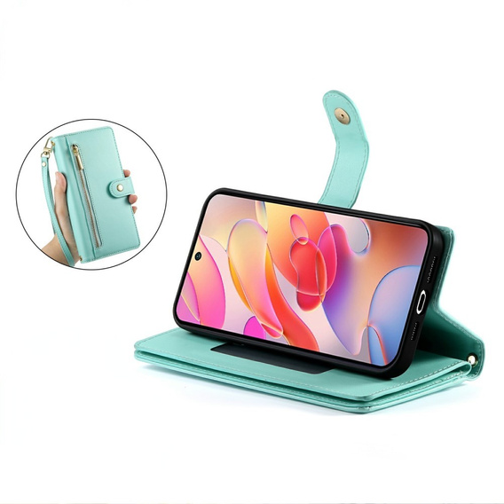 Klapkové puzdro pre Samsung Galaxy A56 5G, Wallet Zipper Pocket, zelený