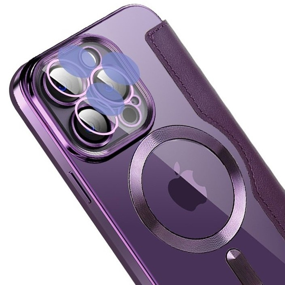 Klapkové puzdro pre iPhone 14 Pro, RFID Wallet MagSafe CamShield, fialové