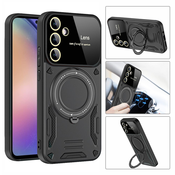 Pancierované puzdro pre Honor Magic 6 Lite 5G, Magnetic Ring, čierne