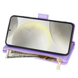 Puzdro s chlopňou pre Samsung Galaxy A56 5G, Rhombus Crossbody Leather, fialové