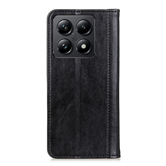 Obal na mobil pre Xiaomi 14T, Wallet Litchi Leather, čierne