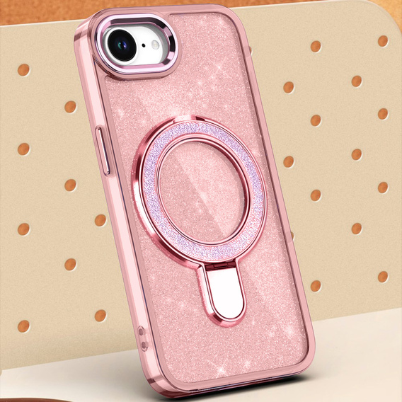 Puzdro iPhone 16e, Glittery Magnetic Kickstand, ružové