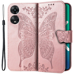 Klapkové puzdro pre Oppo A78 5G, Butterfly, ružové rose gold