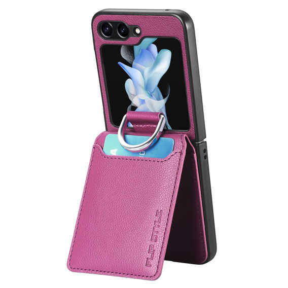 Puzdro pre Samsung Galaxy Z Flip7 FE / Z Flip6, Card Slot Ring Case, fialové