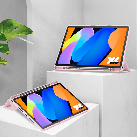 Puzdro pre Lenovo Idea Tab 11" 2025 TB336FU TB336ZU, s priehľadnou zadnou stranou a držiakom na stylus, ružové