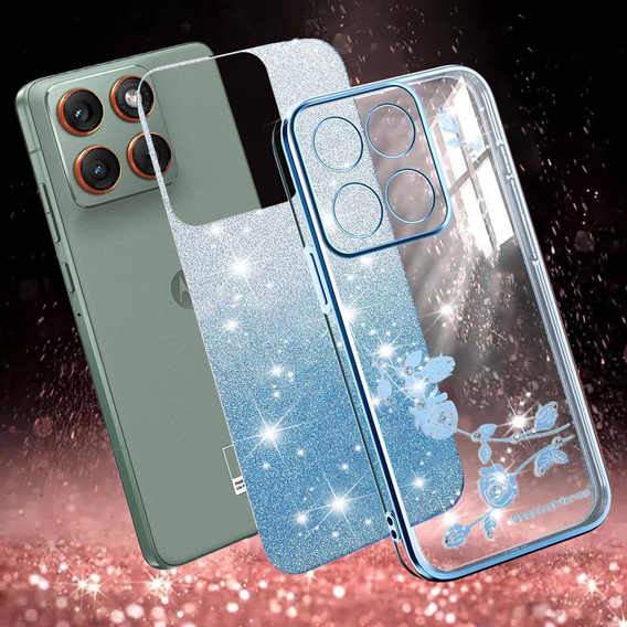 Puzdro Glitter Flower pre Motorola Edge 70