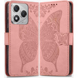 Klapkové puzdro pre Honor 400 Lite, Butterfly, ružové rose gold