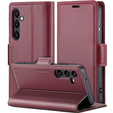 Puzdro pre Samsung Galaxy S23 FE, ERBORD Glossy Litchi, flipová peňaženka, červené