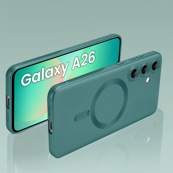 Puzdro pre Samsung Galaxy A26, ColorMag, pre MagSafe, zelený + tvrdené sklo 9H