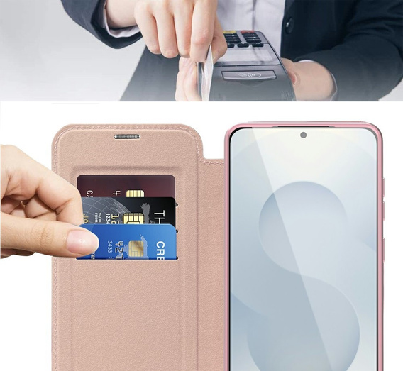 Klapkové puzdro pre Samsung Galaxy S25 Edge, RFID Wallet MagSafe CamShield, ružové