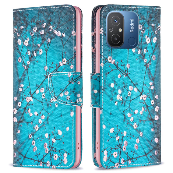 Klapkové puzdro pre Xiaomi Redmi 12C, Wallet, sakura, modré