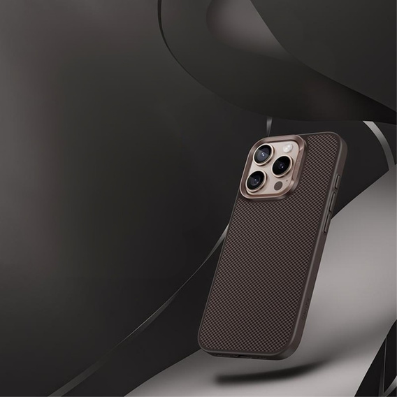 Puzdro BENKS Kevlar pre iPhone 16 Pro Max, pre MagSafe, Carbon Fiber, hnedé