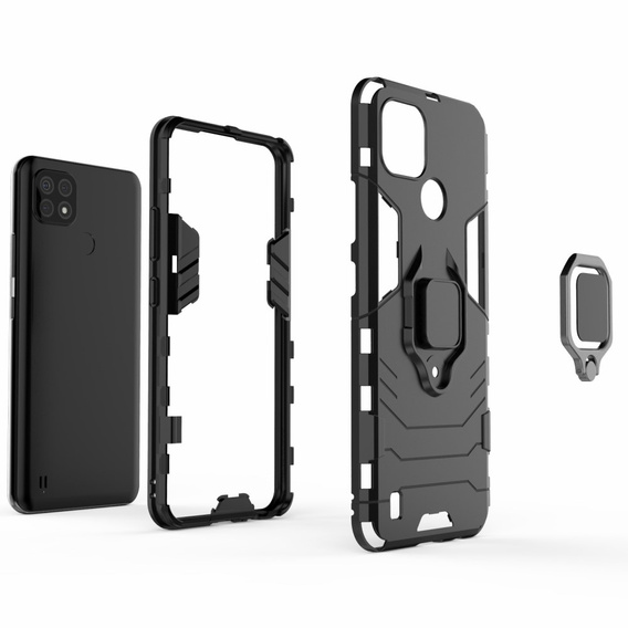 Obal na mobil pre Realme C21, Kickstand Ring, čierne