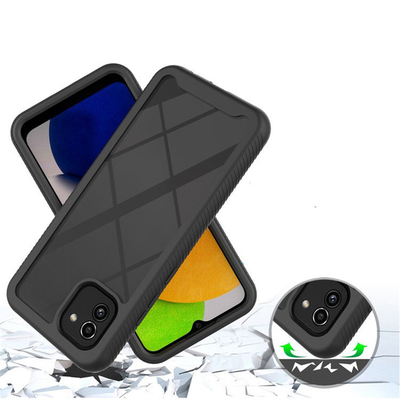 Puzdro pre Samsung Galaxy A03, Shockproof, s fóliou, čierne
