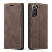 CASEME puzdro pre Samsung Galaxy S21 FE, Leather Wallet Case, káva