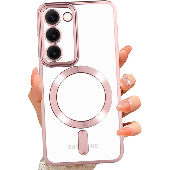 Puzdro pre Samsung Galaxy S23, Electro MagSafe, ružové rose gold + sklo na displej