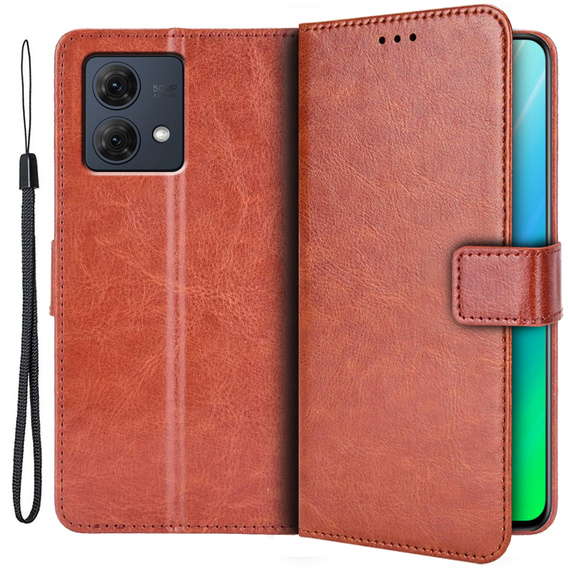 Klapkové puzdro pre Motorola Moto G84 5G, Crazy Horse Wallet, hnedé