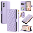 Puzdro s chlopňou pre Samsung Galaxy A36 5G, Rhombus Crossbody Leather, fialové