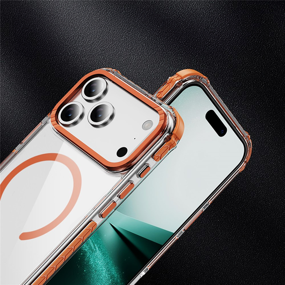 Obrnené puzdro MagSafe číre s oranžovými stranami pre iPhone 17 Pro