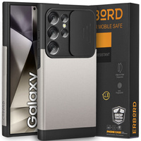 Obal na mobil pre Samsung Galaxy S24 Ultra, ERBORD MagProtect Slide Camera, sivé gunmetal