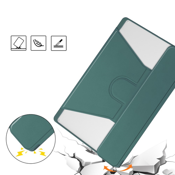 Puzdro s klávesnicou pre Lenovo Tab M11, Rotary 360° Leather, tmavozelené