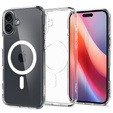 Puzdro MagSafe Spigen pre iPhone 16, Ultra Hybrid, transparentné / biele + tvrdené sklo 9H