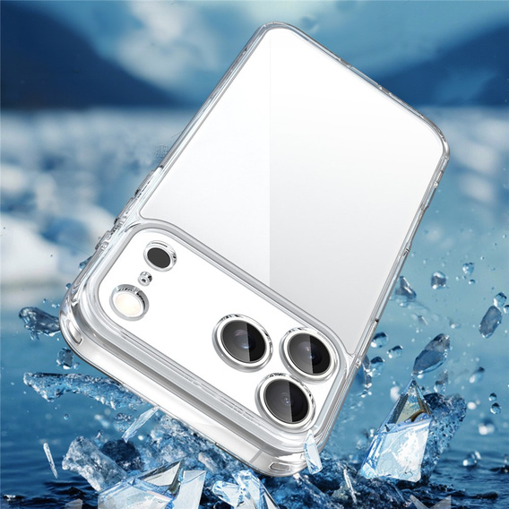 Silikónové puzdro pre iPhone 17 Pro Max, s tvrdou zadnou stranou, priehľadné