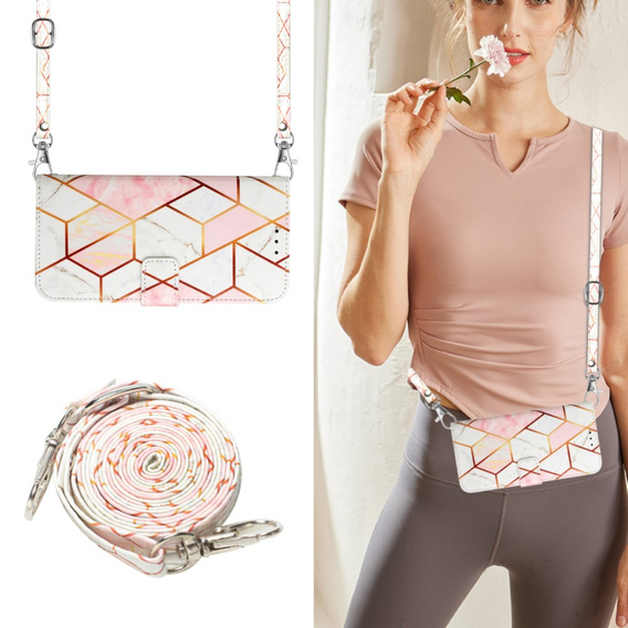 Klapkové puzdro pre Xiaomi Redmi Note 13 Pro 4G / Xiaomi Redmi Note 14S / Xiaomi Poco M6 Pro 4G, Wallet, Marble ružové