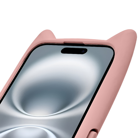 Puzdro pre iPhone 16, pre MagSafe, Cute Cat, ružové + sklo na displej