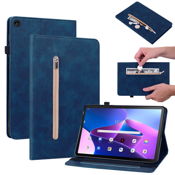 Puzdro pre Lenovo Tab M10 10.1 Gen 3, Wallet Pen Slot, modré