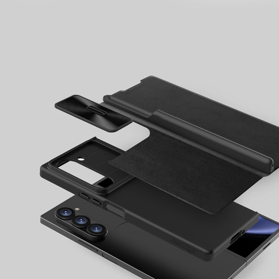 Flipové puzdro NILLKIN pre Samsung Galaxy Z Fold6 5G, CamShield Qin Pro, kožené, čierne