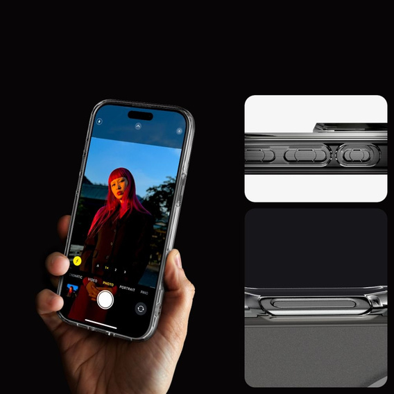 Puzdro MagSafe Spigen pre iPhone 16 Pro, Ultra Hybrid, transparentné / biele + tvrdené sklo 9H