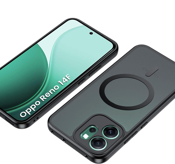 Matné puzdro pre Oppo Reno 14F, pre MagSafe, priesvitné čierne