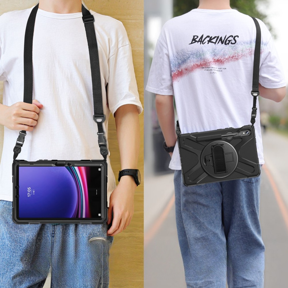 Obrnené puzdro pre Samsung Galaxy Tab S9 / S8 / S7, ochranné 360 so slotom na stylus, čierne