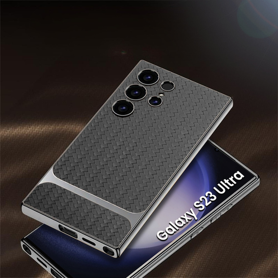 Puzdro pre Samsung Galaxy S23 Ultra, GKK Woven Leather, sivé